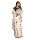 Generic Women's Linen Cotton Printed Saree With Unstitched Blouse 5.5Mtr (Off White)