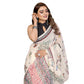 Generic Women's Linen Cotton Printed Saree With Unstitched Blouse 5.5Mtr (Off White)
