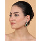 Generic Women's Brass Silver Plated Drop Earrings (Green)