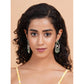 Generic Women's Brass Silver Plated Chandbali Earrings (Green)