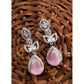 Generic Women's Brass Silver Plated Drop Earrings (Pink)