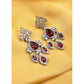 Generic Women's Brass Silver Plated Drop Earrings (Red)