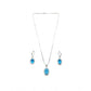 Generic Women's Brass Silver Plated Pendant Set (Blue)