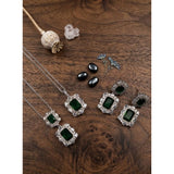 Generic Women's Brass Silver Plated Pendant Set (Green)