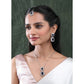 Generic Women's Brass Silver Plated Pendant Set (Blue)