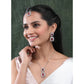 Generic Women's Brass Silver Plated Pendant Set (Red)