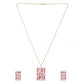 Generic Women's Brass Silver Plated Pendant Set (Red)
