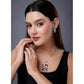 Generic Women's Brass Silver Plated Pendant Set (Red)