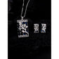 Generic Women's Brass Silver Plated Pendant Set (Blue)