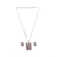 Generic Women's Brass Silver Plated Pendant Set (Pink)