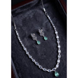 Generic Women's Brass Silver Plated Necklace set (Turquoise)
