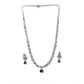Generic Women's Brass Silver Plated Necklace set (Green)