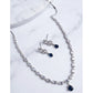 Generic Women's Brass Silver Plated Necklace set (Blue)