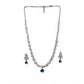 Generic Women's Brass Silver Plated Necklace set (Blue)