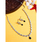 Generic Women's Brass Silver Plated Necklace set (Blue)