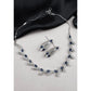 Generic Women's Brass Silver Plated Necklace set (Blue)