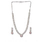 Generic Women's Brass Silver Plated Necklace set (Pink)