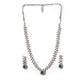 Generic Women's Brass Silver Plated Necklace set (Green)