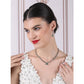 Generic Women's Brass Silver Plated Necklace set (Green)