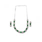 Generic Women's Brass Silver Plated Necklace set (Green)