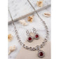 Generic Women's Brass Silver Plated Necklace set (Red)