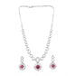 Generic Women's Brass Silver Plated Necklace set (Red)
