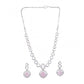 Generic Women's Brass Silver Plated Necklace set (Pink)