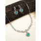Generic Women's Brass Silver Plated Necklace set (Turquoise)