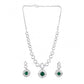 Generic Women's Brass Silver Plated Necklace set (Green)