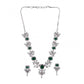 Generic Women's Brass Silver Plated Necklace set (Green)
