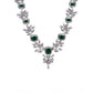 Generic Women's Brass Silver Plated Necklace set (Green)
