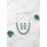 Generic Women's Brass Silver Plated Necklace set (Green)
