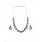 Generic Women's Brass Silver Plated Necklace set (Green)