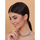 Generic Women's Brass Silver Plated Necklace set (Blue)