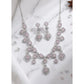 Generic Women's Brass Silver Plated Necklace set (Pink)