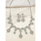Generic Women's Brass Silver Plated Necklace set (Turquoise)
