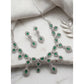 Generic Women's Brass Silver Plated Necklace set (Green)
