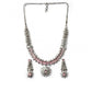 Generic Women's Brass Silver Plated Necklace set (Pink)