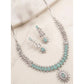 Generic Women's Brass Silver Plated Necklace set (Turquoise)