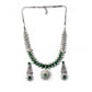 Generic Women's Brass Silver Plated Necklace set (Green)