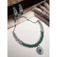 Generic Women's Brass Silver Plated Necklace set (Green)