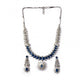 Generic Women's Brass Silver Plated Necklace set (Blue)
