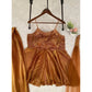 Generic Women's Silk Embroidered Sleeveless Round Kurti With Palazzo Pant and Dupatta Set (Brown)