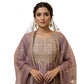 Generic Women's Silk Embroidered 3/4th Sleeve Round Kurti With Sharara Pant and Dupatta Set (Purple)
