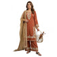 Generic Women's Silk Embroidered 3/4th Sleeve Round Kurti With Palazzo Pant and Dupatta Set (Orange)
