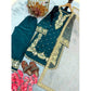 Generic Women's Silk Embroidered 3/4th Sleeve Round Kurti With Palazzo Pant and Dupatta Set (Teal)