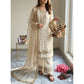 Generic Women's Silk Embroidered 3/4th Sleeve Round Kurti With Palazzo Pant and Dupatta Set (White)