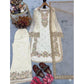 Generic Women's Silk Embroidered 3/4th Sleeve Round Kurti With Palazzo Pant and Dupatta Set (White)