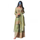 Generic Women's Silk Embroidered 3/4th Sleeve Round Kurti With Sharara Pant and Dupatta Set (Green)