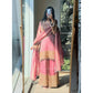Generic Women's Silk Embroidered 3/4th Sleeve Round Kurti With Sharara Pant and Dupatta Set (Pink)